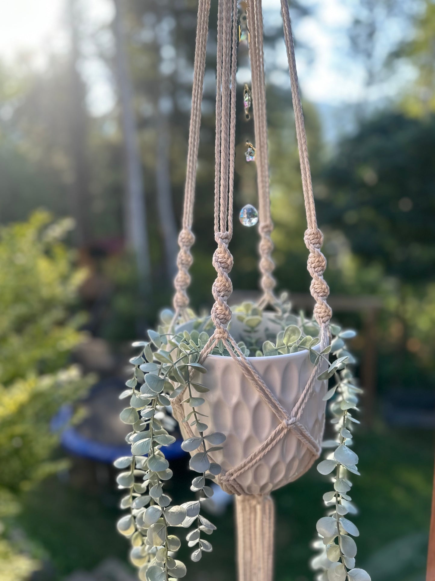 Macrame Plant Hanger with Sun Catcher (made to order)