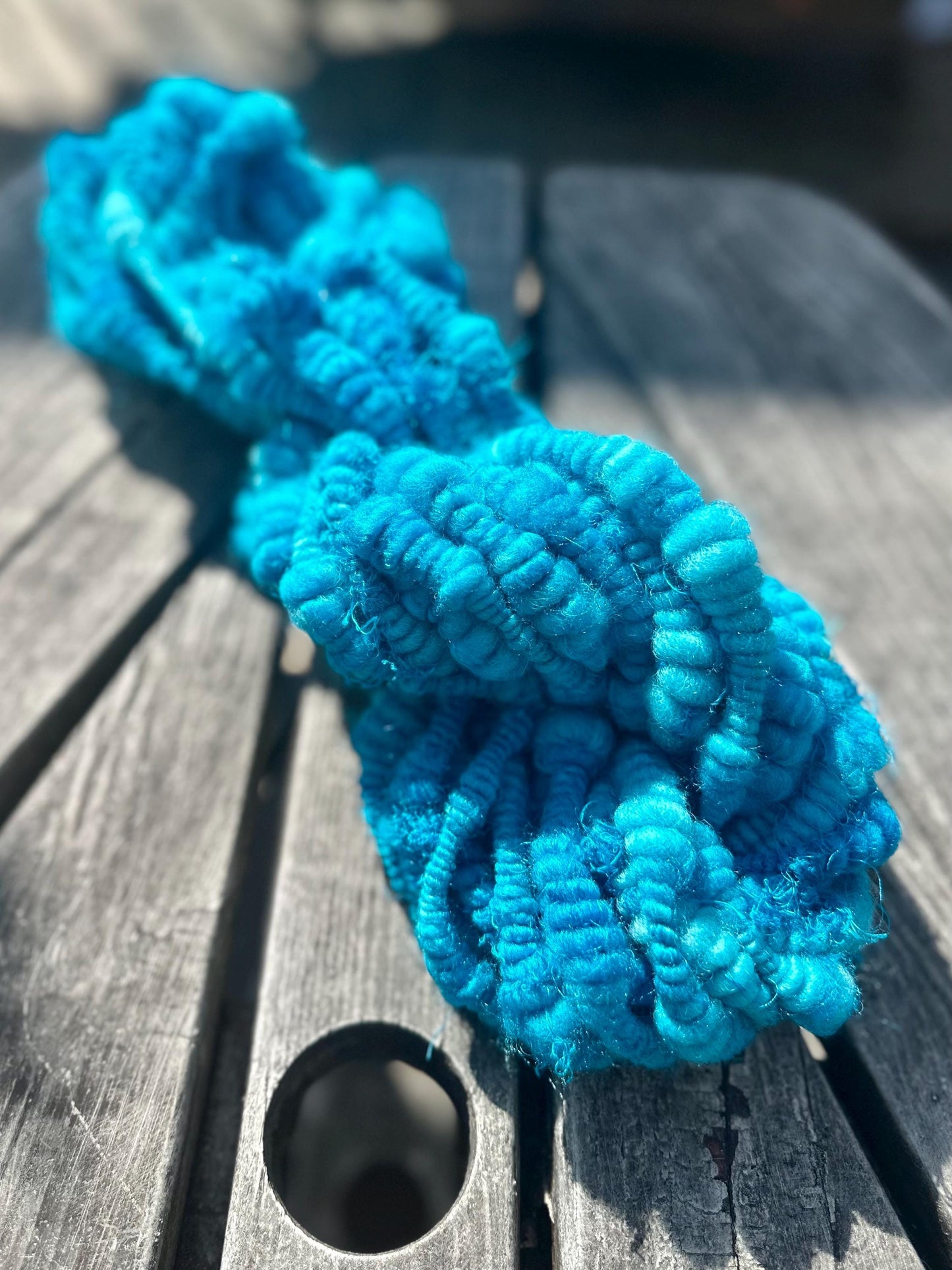 3 Yards Bright Blue Handspun Art Yarn