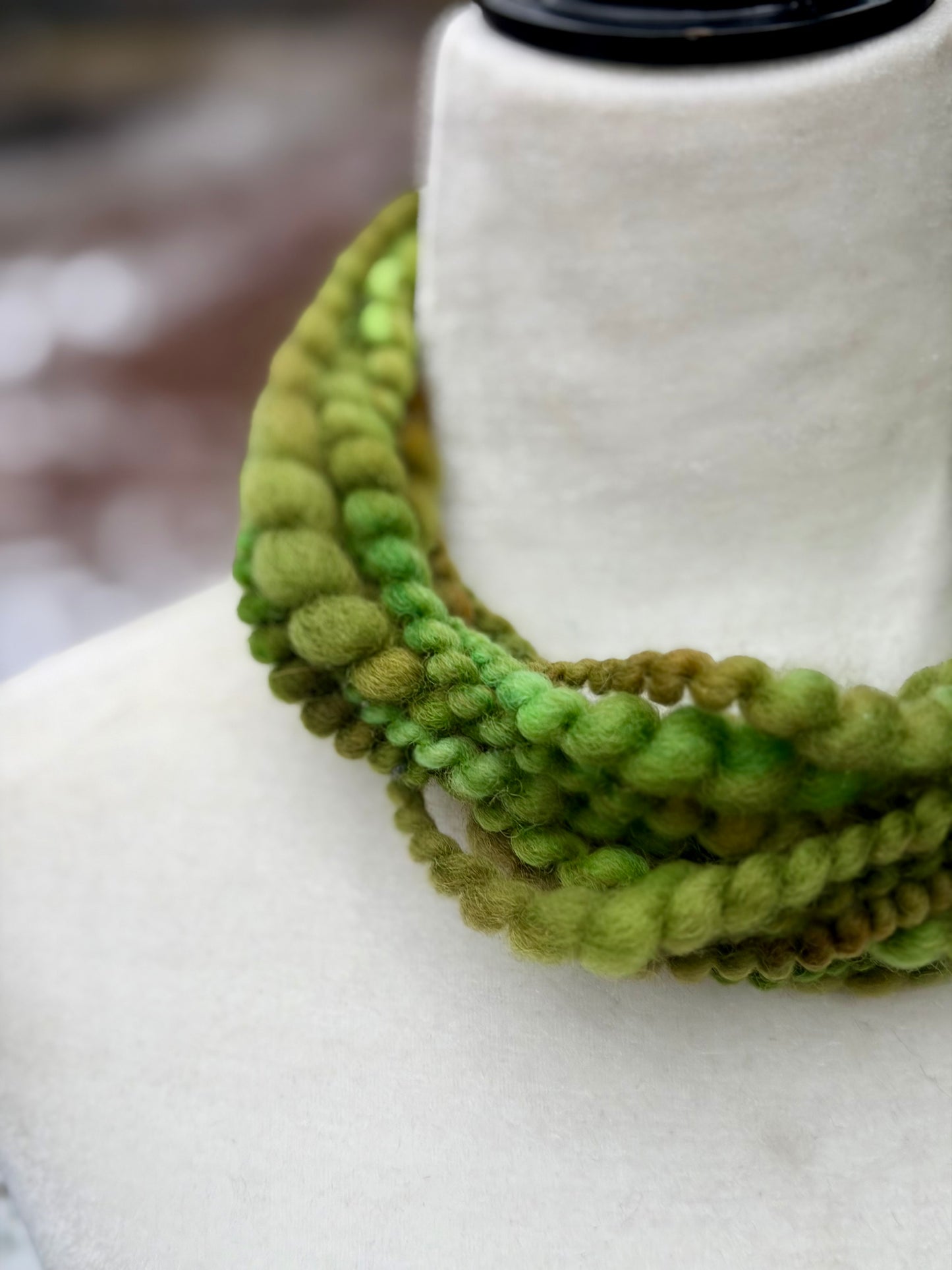 Forest Green Coiled Art Yarn – Hand Dyed, Handspun Textured Fiber Art Yarn - 7 Yards