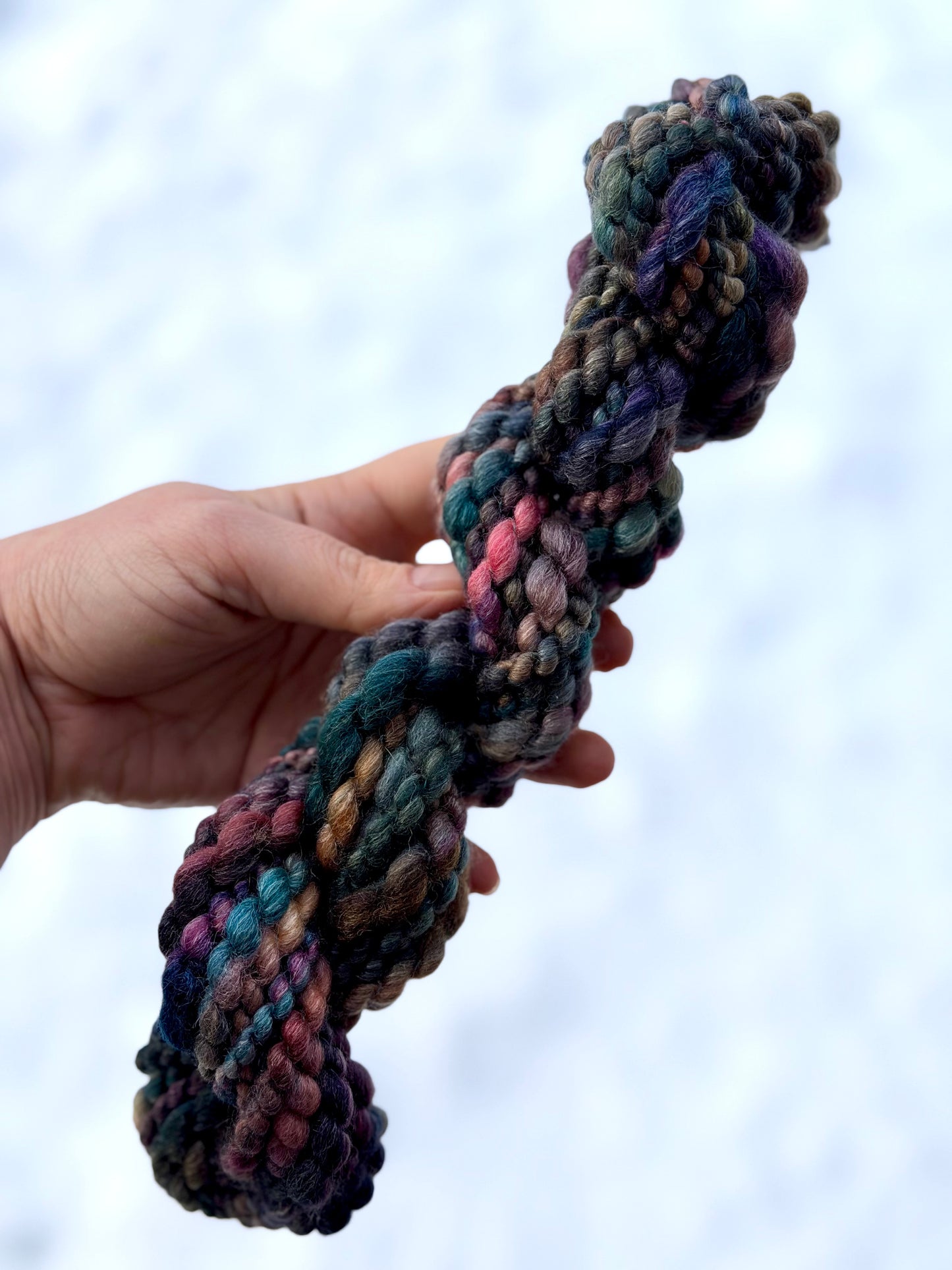 16 Yards Wearable Art Yarn | Hand Dyed Handspun Merino & Tussah Silk Art Yarn for Knitting, Crochet, Weaving, and Felting - 37 grams /1.3 oz