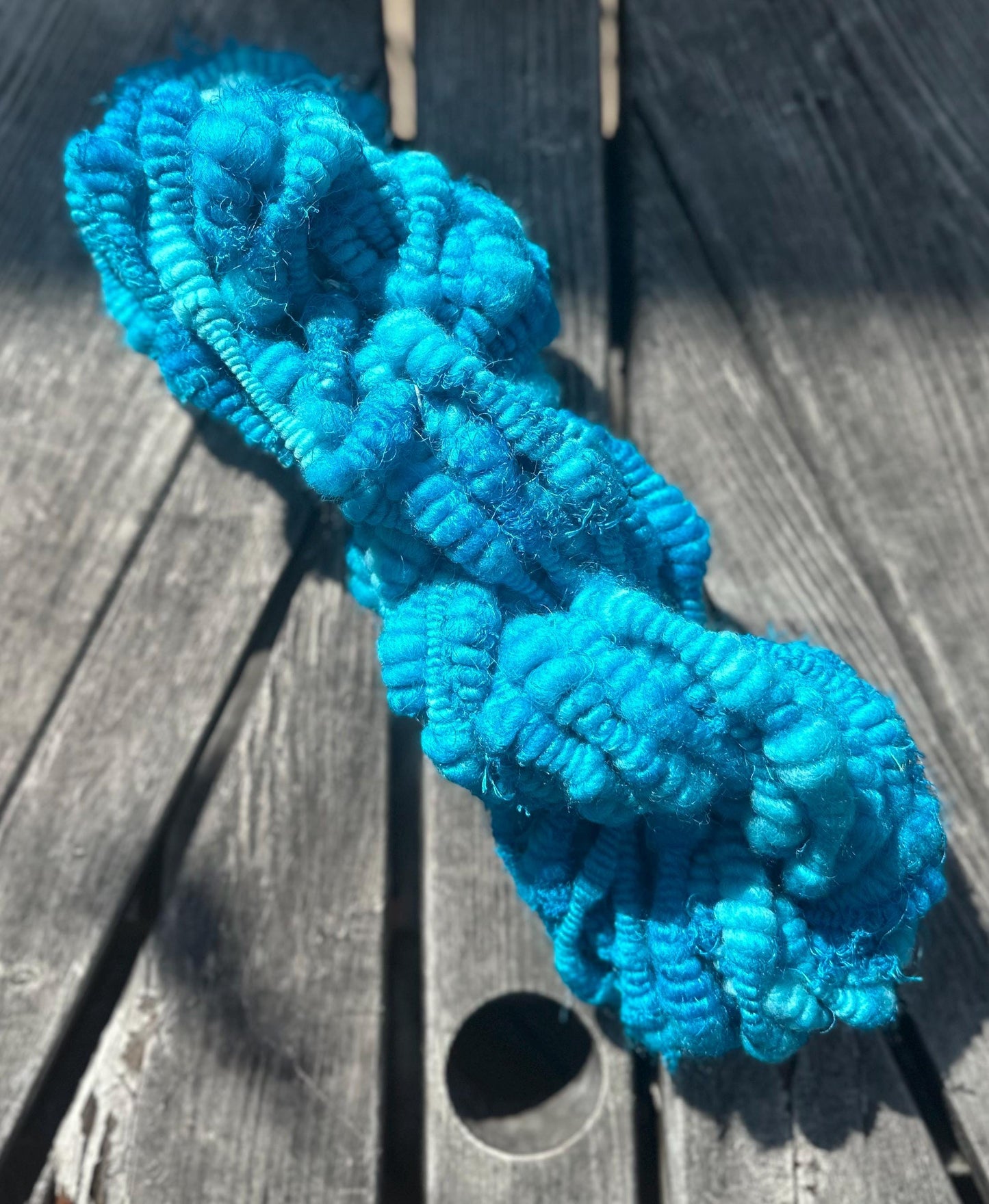 3 Yards Bright Blue Handspun Art Yarn