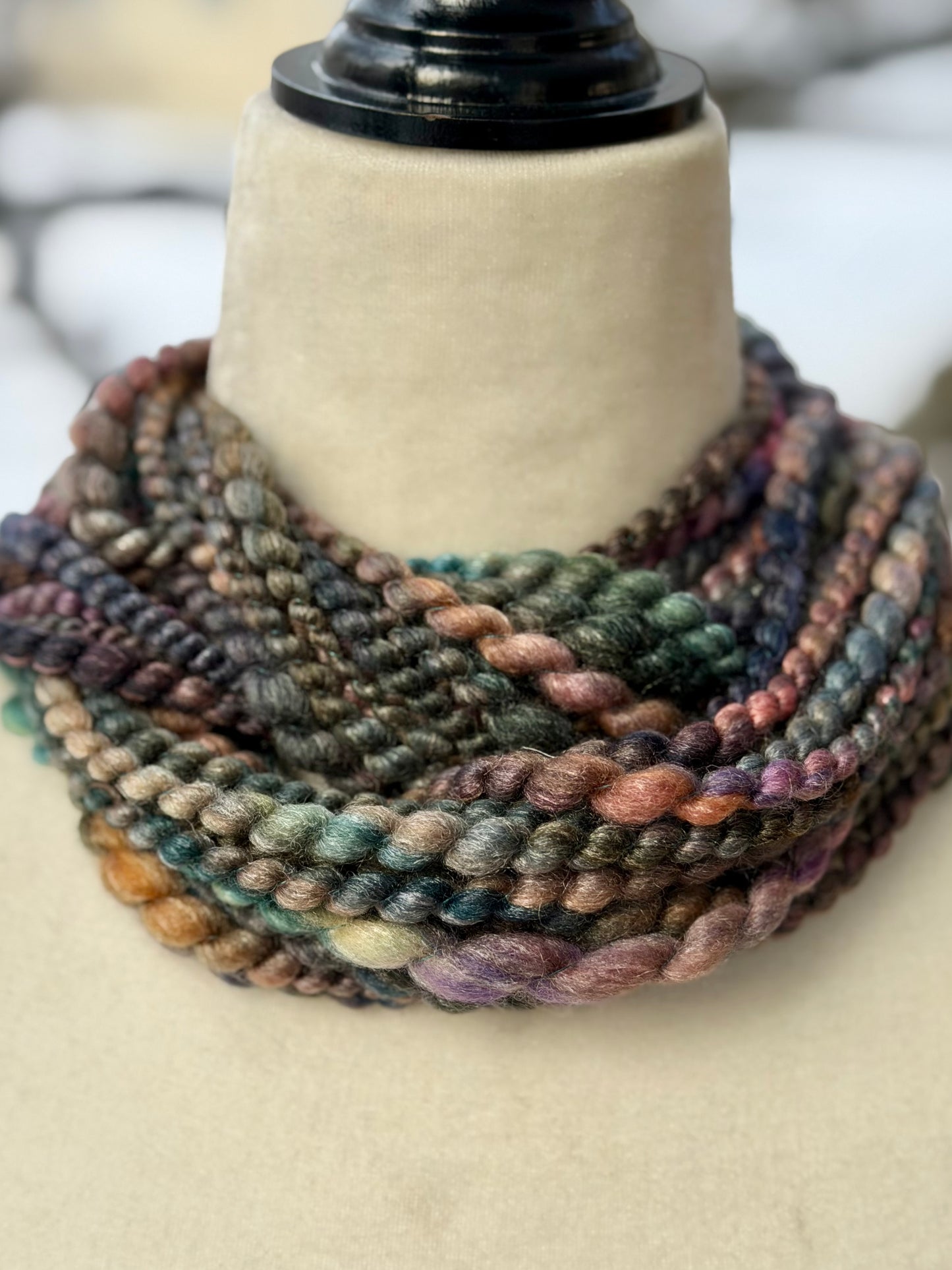 16 Yards Wearable Art Yarn | Hand Dyed Handspun Merino & Tussah Silk Art Yarn for Knitting, Crochet, Weaving, and Felting - 37 grams /1.3 oz