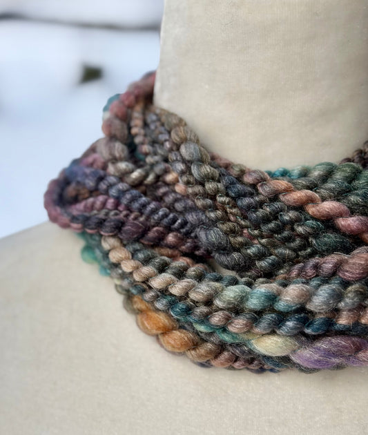 16 Yards Wearable Art Yarn | Hand Dyed Handspun Merino & Tussah Silk Art Yarn for Knitting, Crochet, Weaving, and Felting - 37 grams /1.3 oz