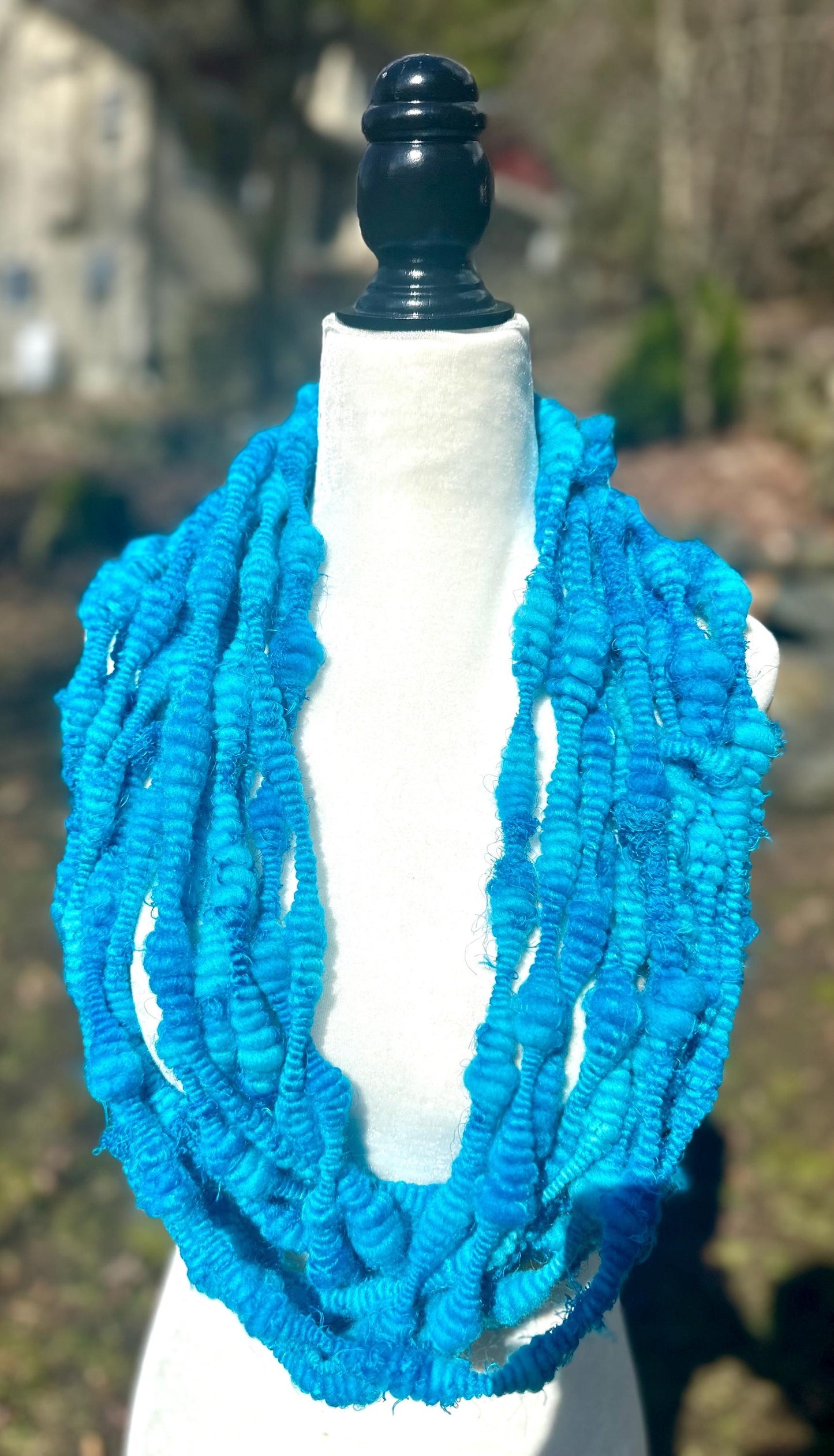 3 Yards Bright Blue Handspun Art Yarn