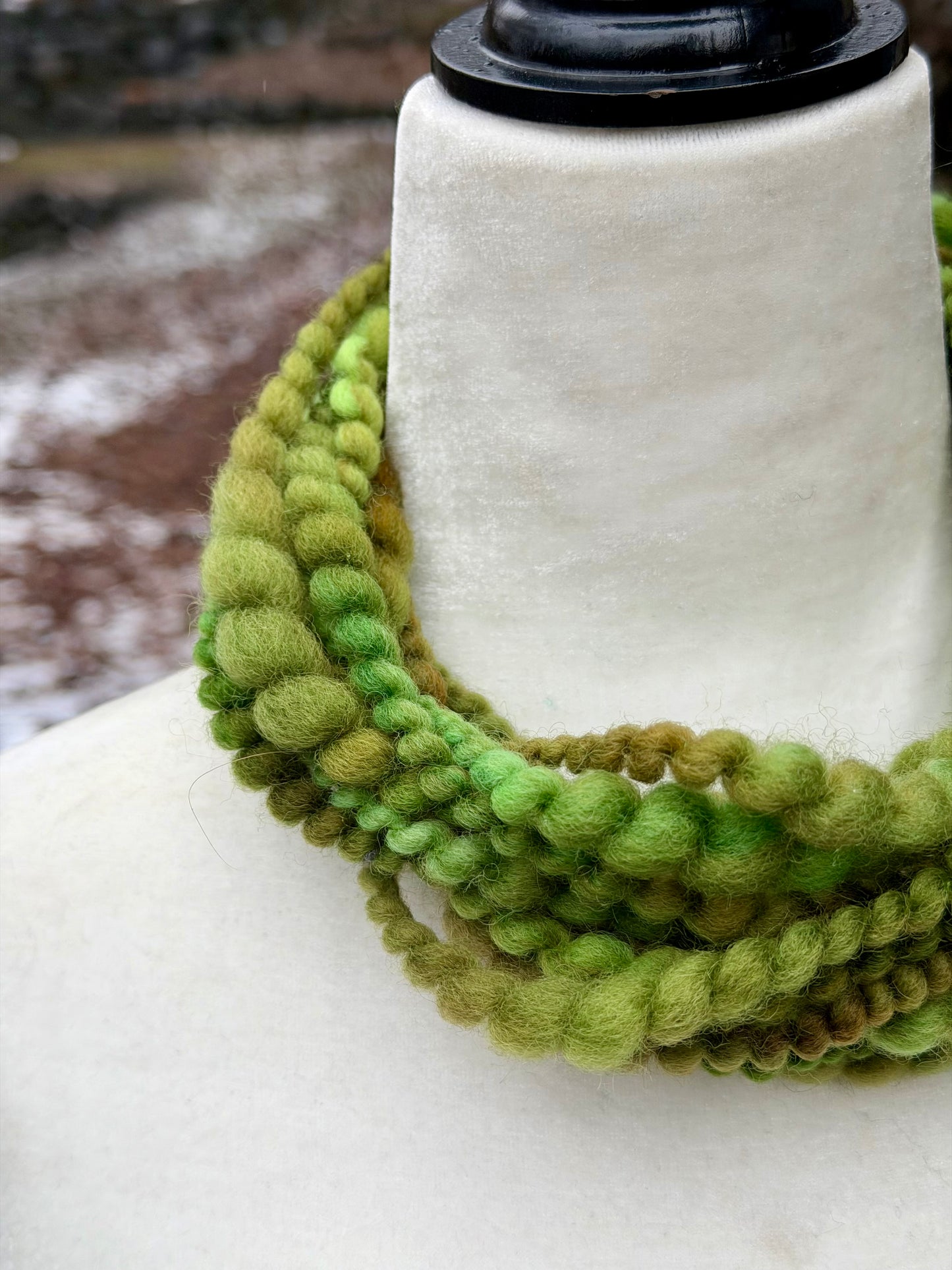 Forest Green Coiled Art Yarn – Hand Dyed, Handspun Textured Fiber Art Yarn - 7 Yards