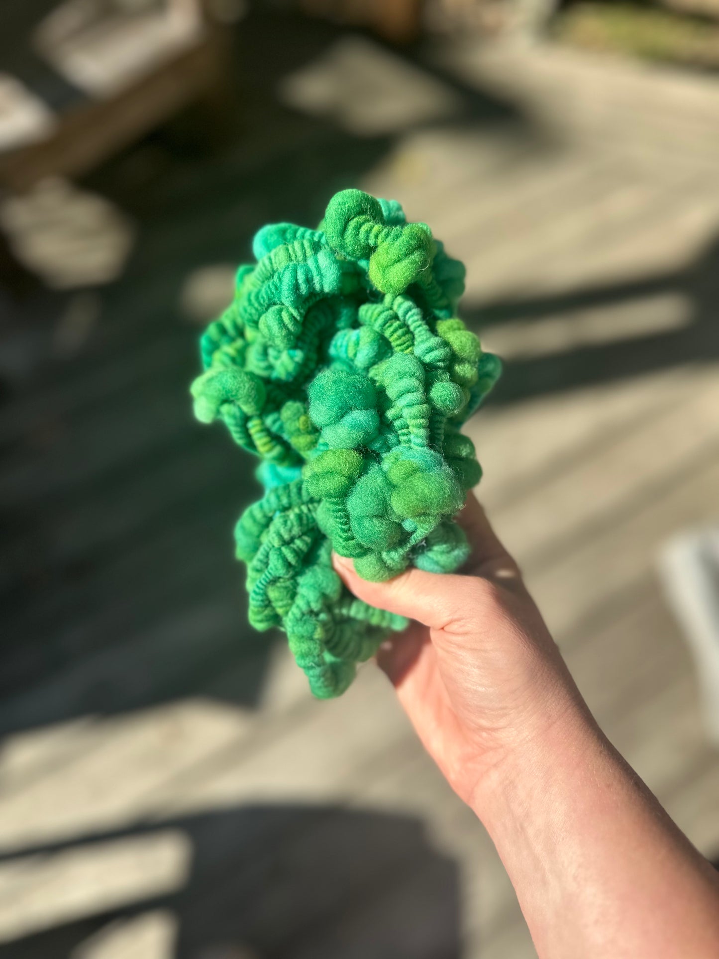 7 Yards Green Coiled Handspun Art Yarn