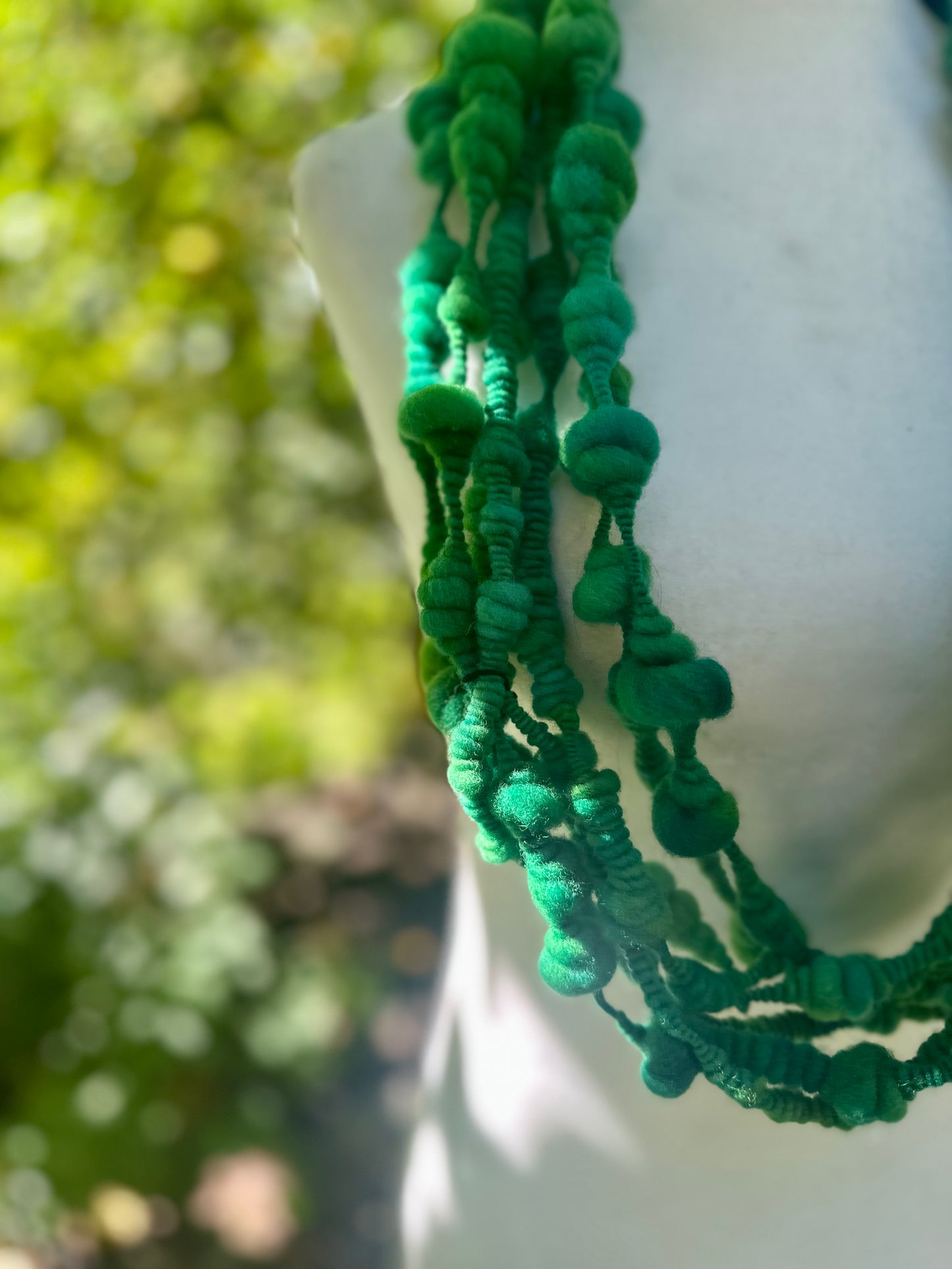 7 Yards Green Coiled Handspun Art Yarn