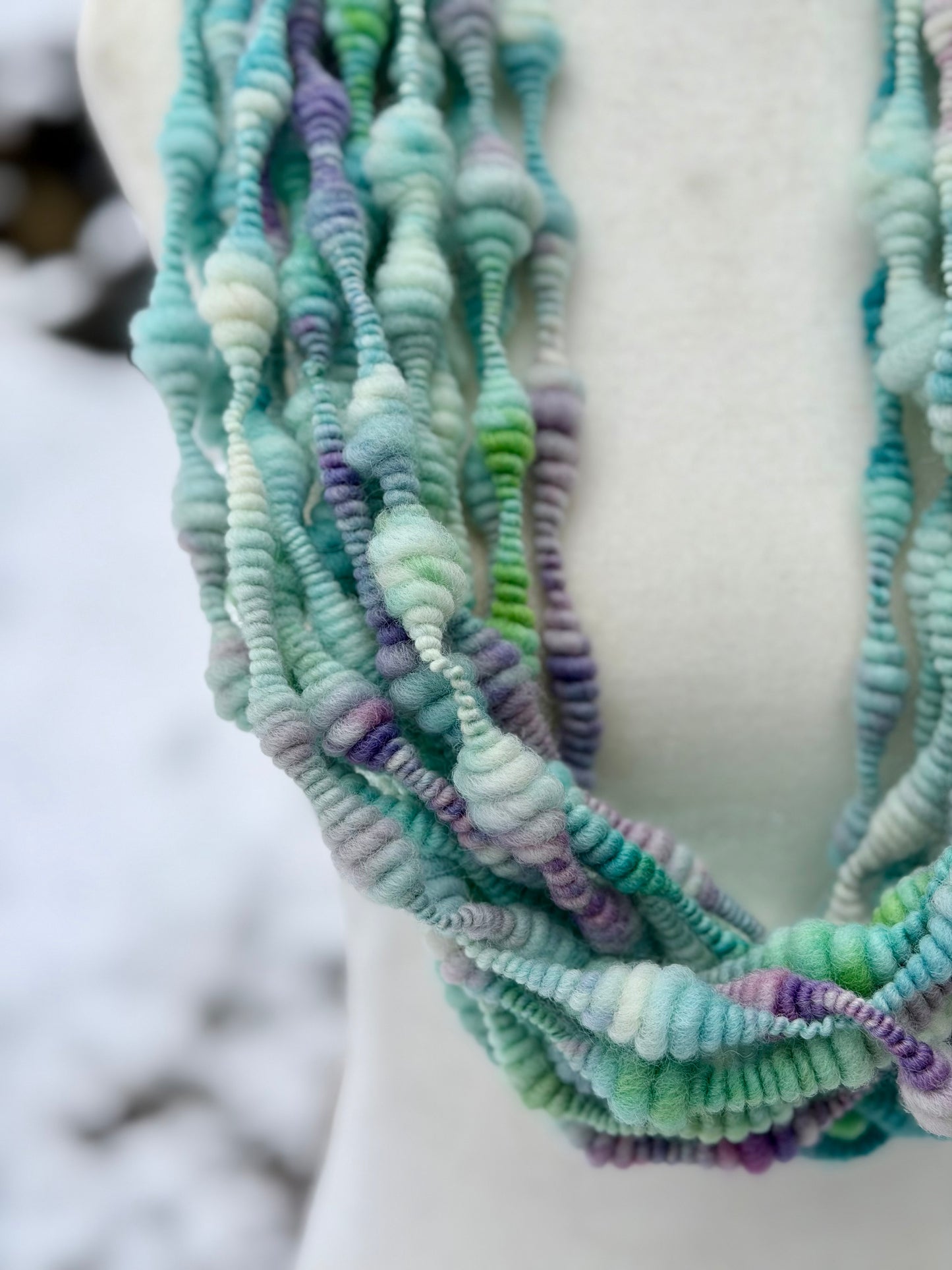 Coiled Art Yarn – Hand Dyed, Handspun Textured Fiber Art - 4 Yard Increments