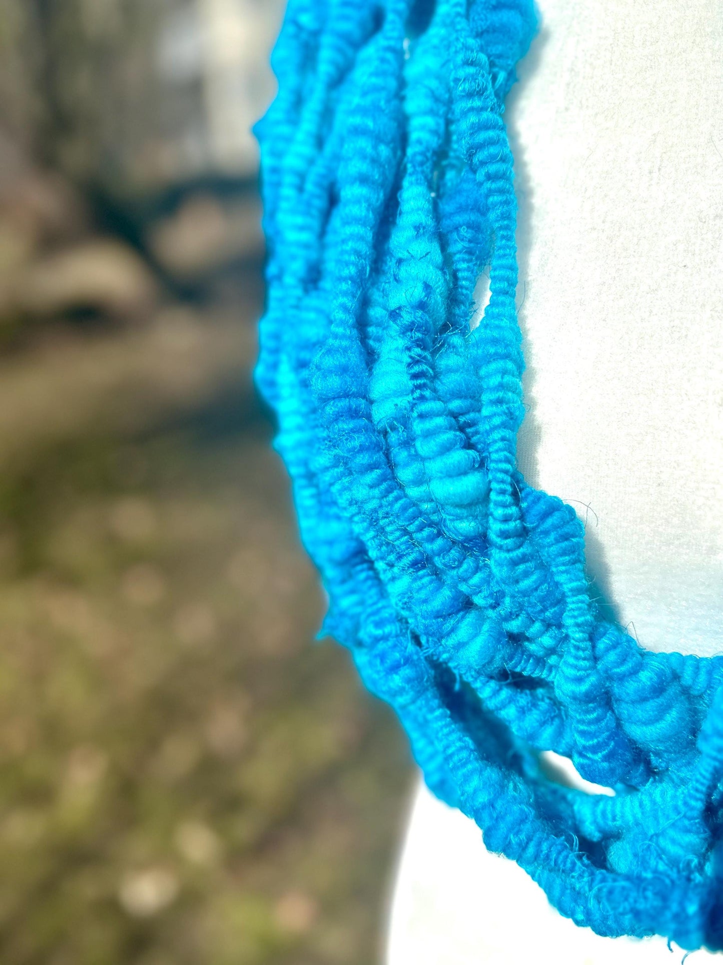 3 Yards Bright Blue Handspun Art Yarn