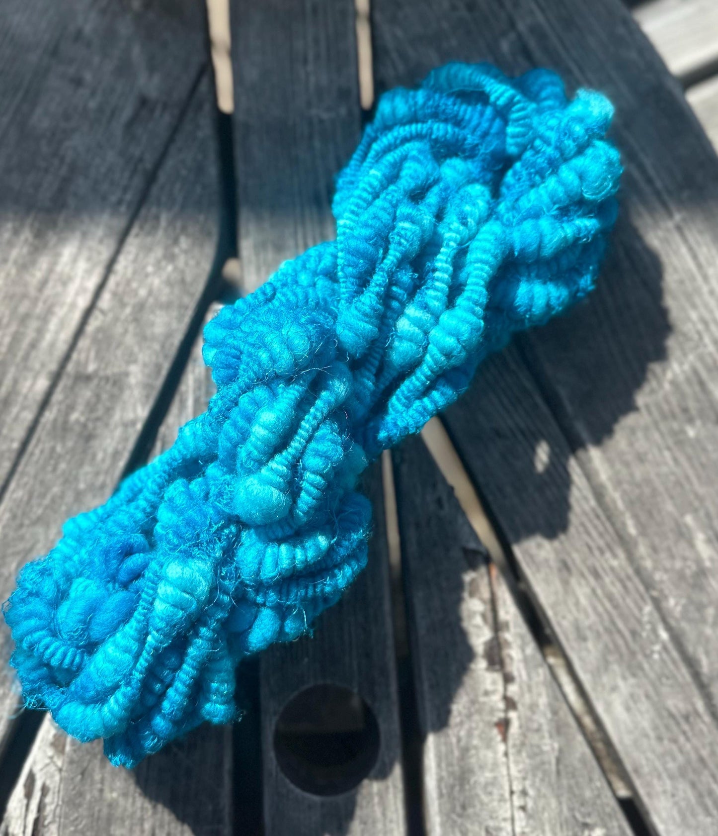 3 Yards Bright Blue Handspun Art Yarn