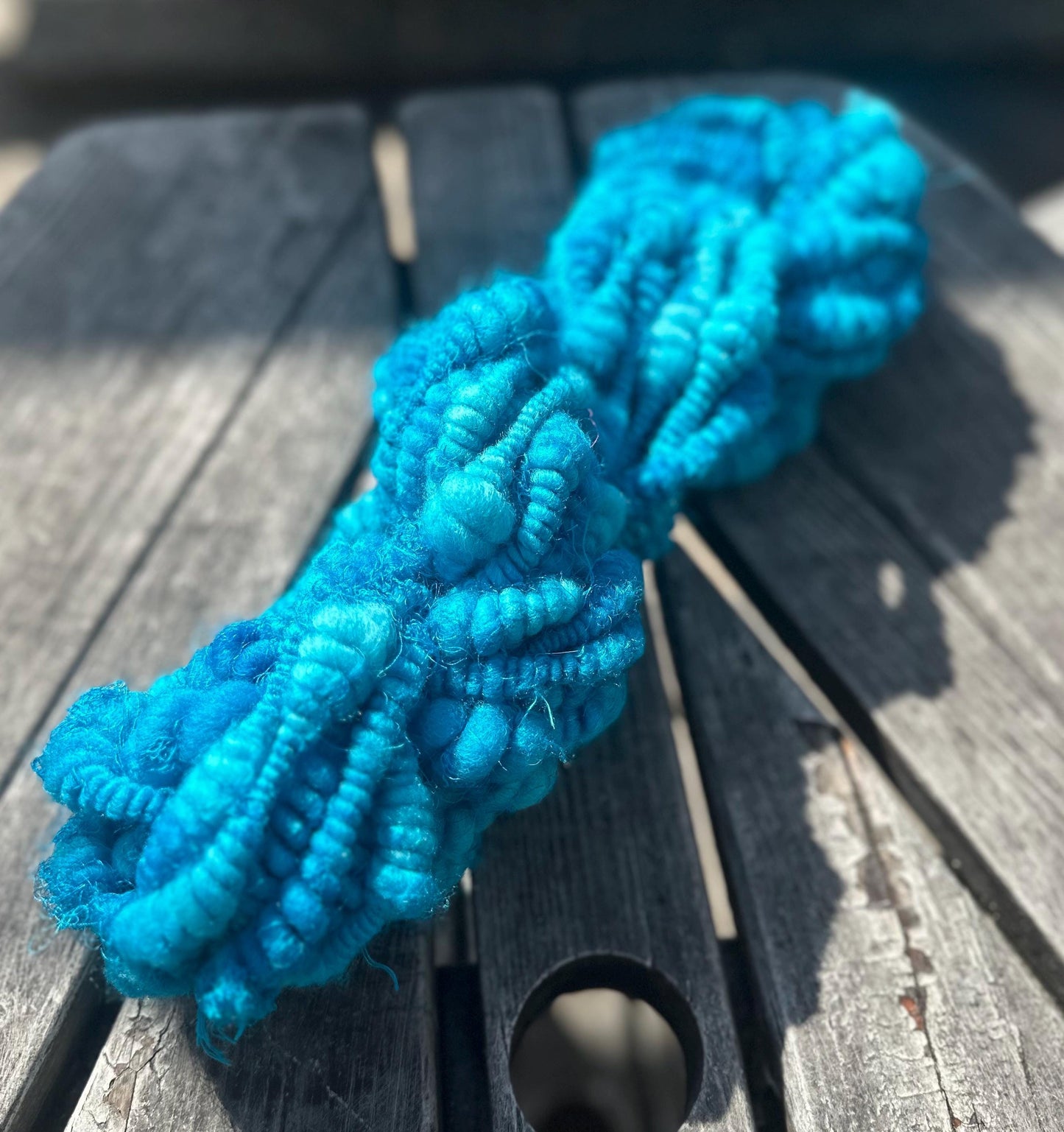 3 Yards Bright Blue Handspun Art Yarn